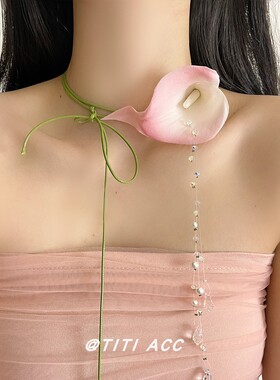 diy手作蜡绳水晶珍珠流苏项链