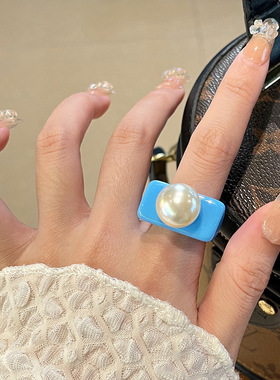 彩色多巴胺树脂几何不规则戒指女