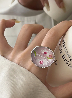 彩色手工珐琅滴油蝴蝶结戒指女