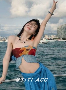 周芯竹同款彩色串珠项链配饰女