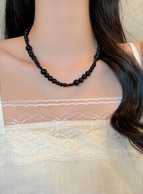 韩系ins风博主同款串珠项链女小众设计感叠戴锁骨链时尚轻奢颈链