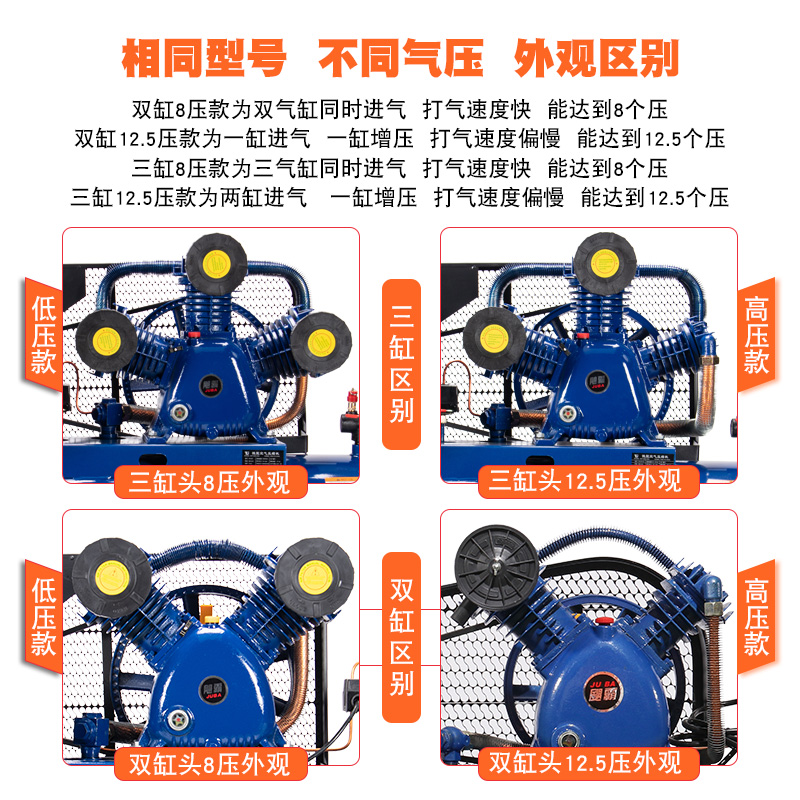 飓霸空压机0.25气泵空气压缩机木工喷漆冲气泵有油皮带式空压机-图2