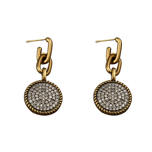 SLA私家 欧美镶嵌AAAAA级锆石耳坠女 复古宫廷高级感银针耳环潮 - 图3