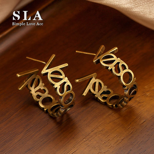 SLA私家 字母个性设计耳环女网红博主拒绝同款复古高级2025年新款 - 图2