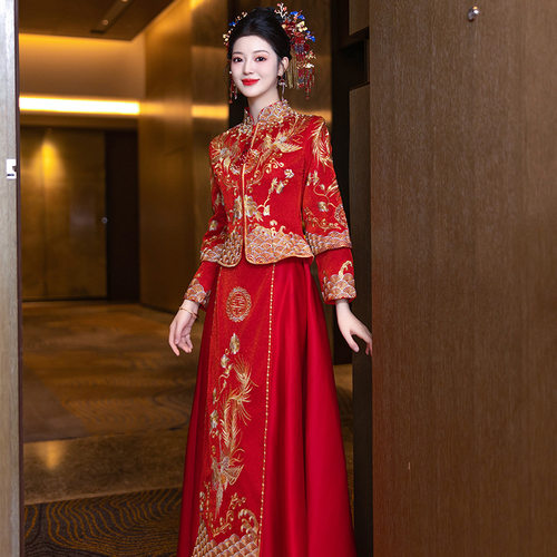秀禾服婚服2026冬新款小个子结婚龙凤褂出阁婚服禾秀服大码敬酒服 - 图1