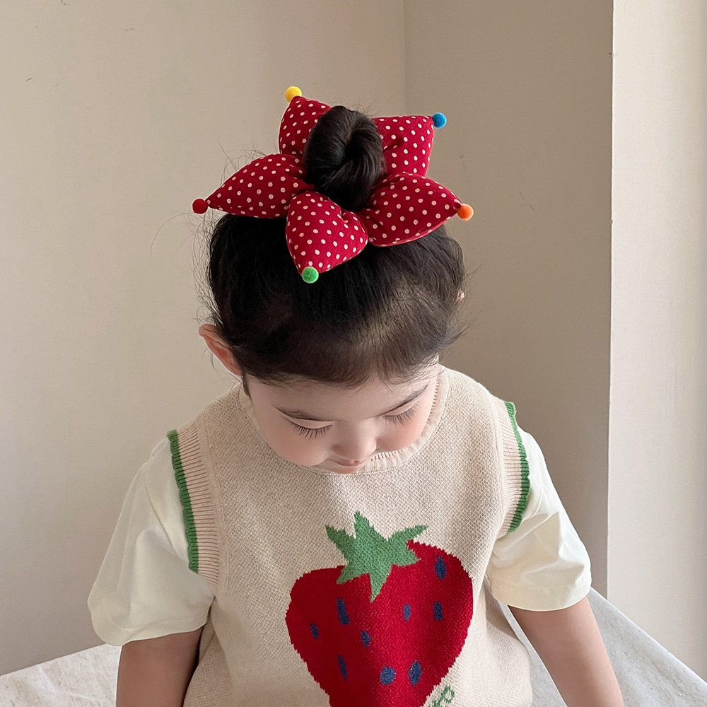 儿童大红色波点发圈女童大肠圈小女孩扎丸子头发绳女宝宝发饰头绳,淘宝优惠券,粉丝福利购,淘宝优惠卷