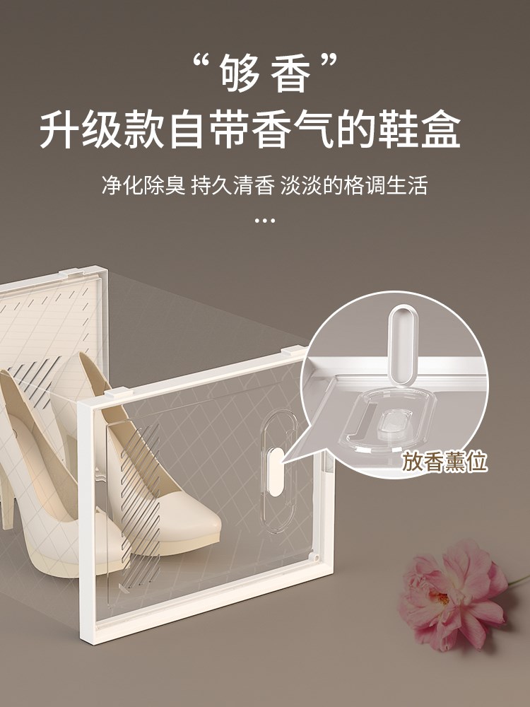 Transparent plastic shoe box dustproof Shoes cabine draw - 图1