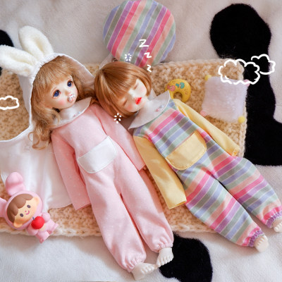 Bjd 6分娃衣小奶牛爬爬服套装婴儿服睡衣1 6 Yosd娃娃衣服30 虎窝淘