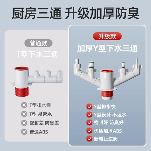 Кухонная канализационная труба Трехноличная дренажная промокшая дезодоризация Трехэтажная соединяющая вода для водных водных водорослей Анти -повторное вонючие артефакт 50