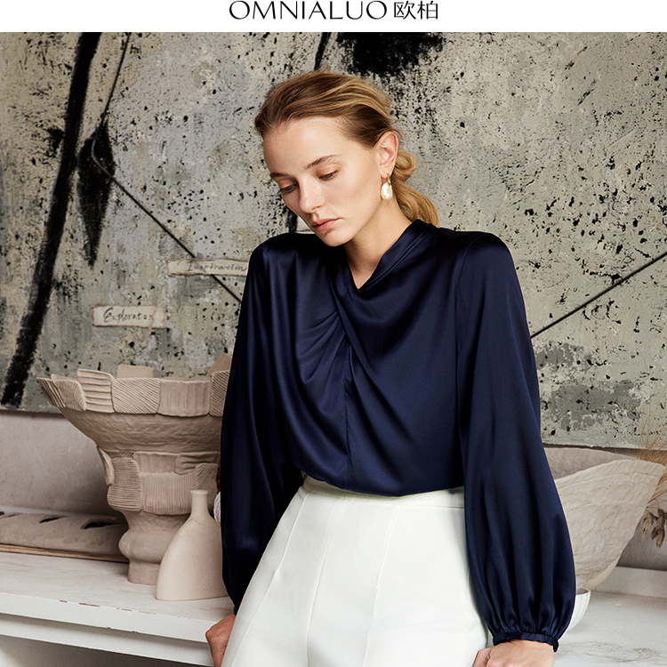 【商场同款】高端法式重磅真丝衬衫女长袖2025秋气质桑蚕丝绸上衣 - 图0