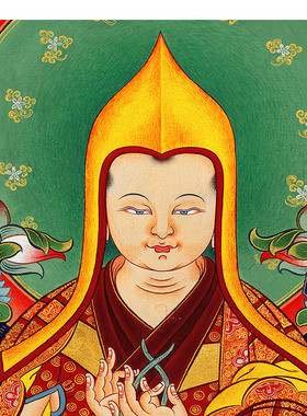 宗喀巴大师 唐卡 三尊皈依境上师供养图 西藏热贡 装饰画海报挂画
