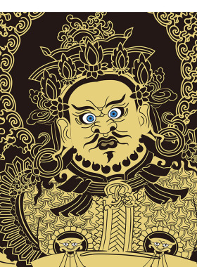 护法天王 格萨尔王 财宝天王 唐卡西藏热贡 装饰画海报挂画