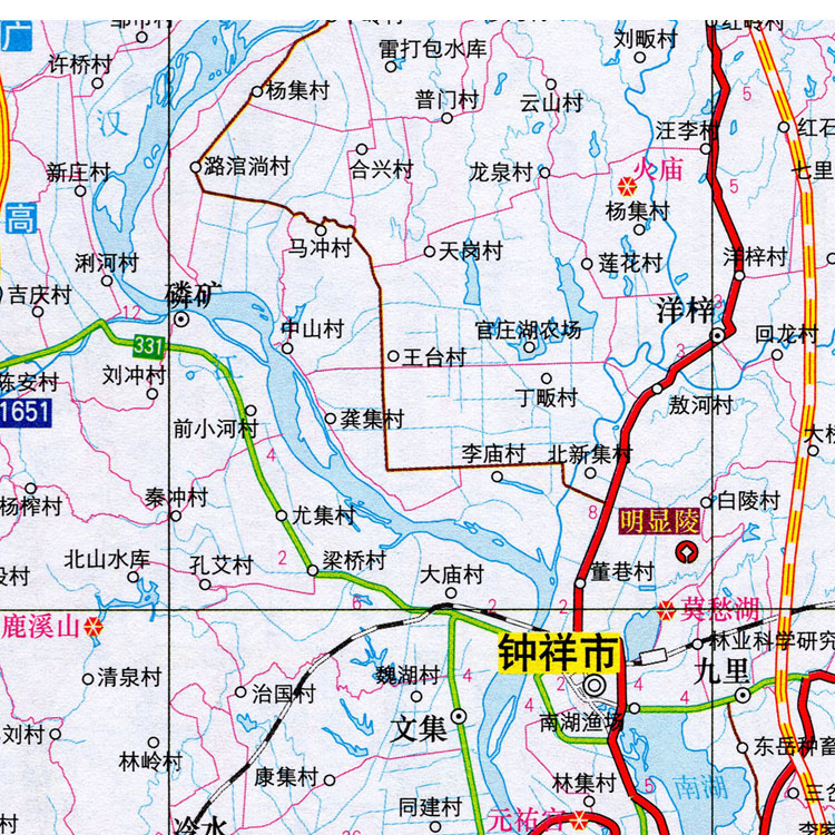 2023新款 荆门市地图墙贴 超大巨幅 交通行政区划图 装饰画海报 - 图1