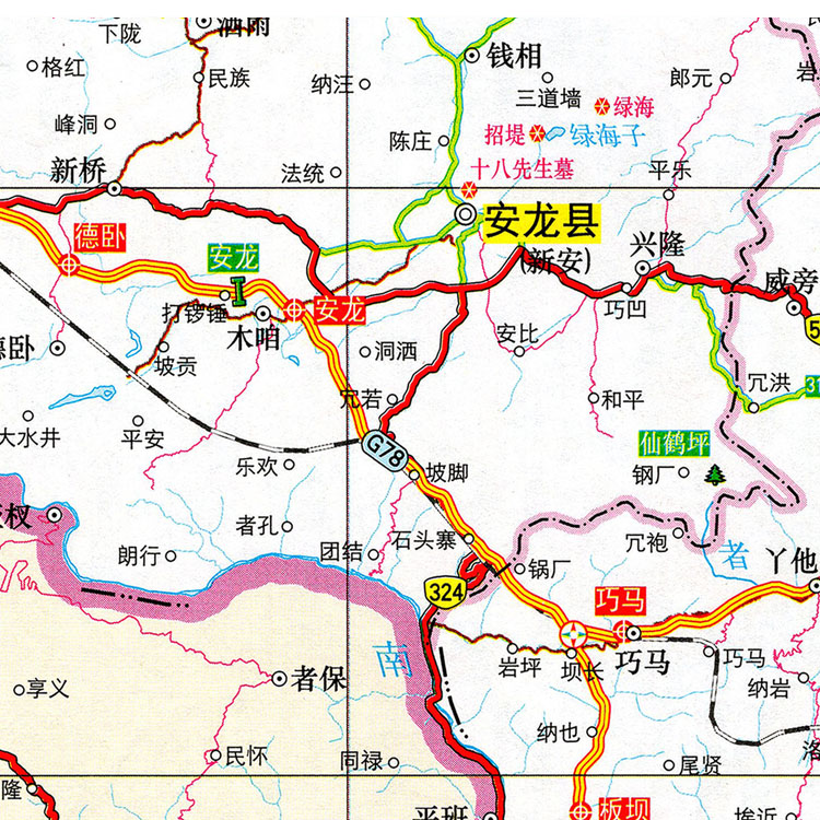 2024新款 黔西南布依族苗族自治州 地图墙贴 交通行政区划图海报 - 图1