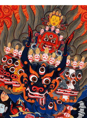 大威德金刚 唐卡 佛像 西藏热贡佛堂供奉书房家居装饰画海报挂画