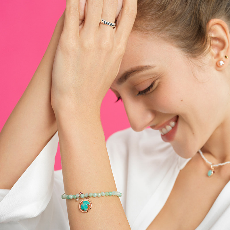 tous /桃丝熊925银18k金小熊手链 TOUS桃丝熊手链