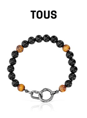 【新品】TOUS/桃丝熊TOUS Hold 男士925银黑玛瑙手链礼物