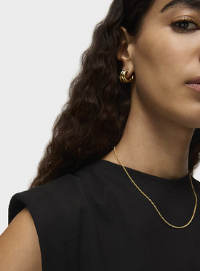 tous桃丝熊银镀18k女情侣金项链