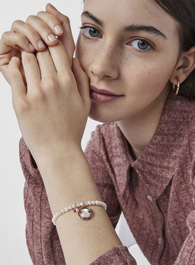 银镀18K玫瑰金珍珠手链