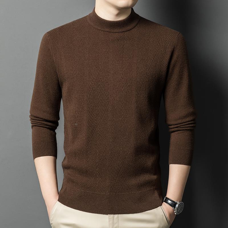 2024季男24087-YA士羊绒衫加厚中年男冬装休闲圆毛领保暖衣针织羊 - 图1