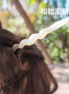 和乾发簪羊角简约弧形个性国风花枪双尖簪子动漫卡通cos漫展发饰