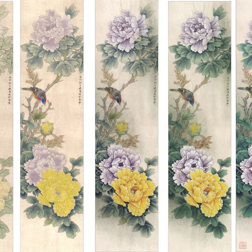 工笔画国画花鸟四条屏挂画初学者临摹勾线四尺宣纸过稿DIY装饰画 - 图0