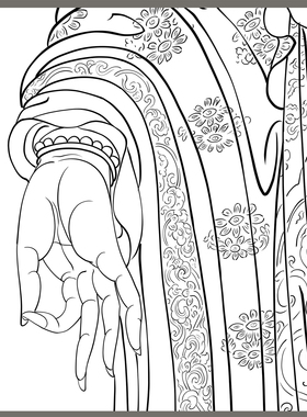 法海寺人物白描吉祥天女壁画高清线描稿初学者临摹纸质打印画稿