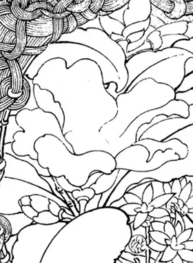 工笔画打印白描底稿小品宋画花篮系类图高清线描初学者临摹过稿