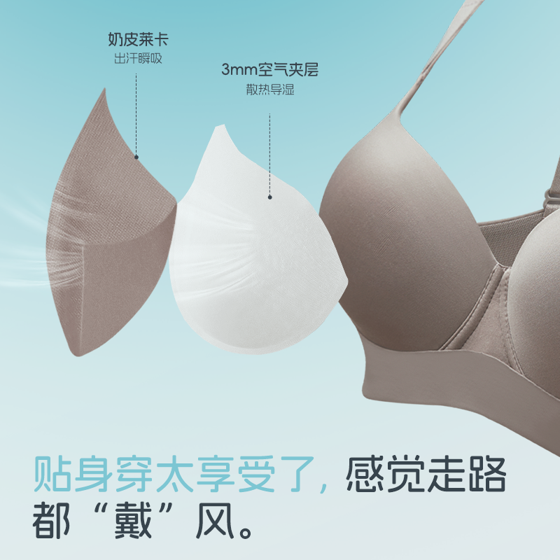 倾慕 大胸内衣女夏薄款大胸显小收副乳防下垂聚拢上托无痕文胸