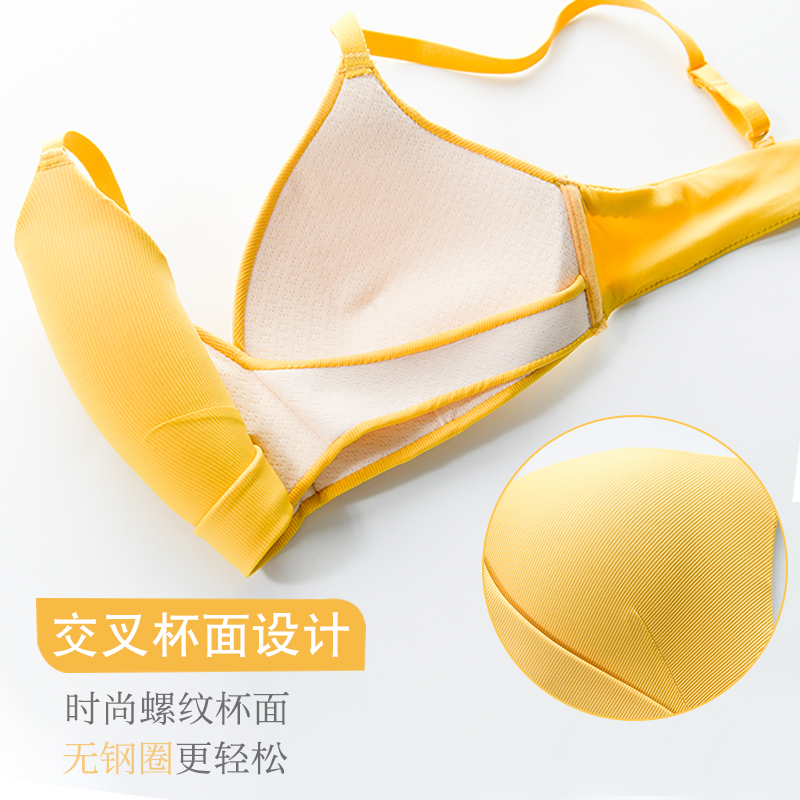 馨闻服饰旗舰店内衣女无钢圈薄款夏天少女胸罩超薄法式三角杯小胸聚拢文胸套装1