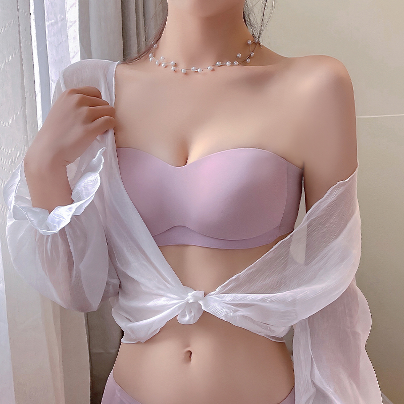 馨闻服饰旗舰店无痕无肩带抹胸内衣女薄款夏季聚拢防滑少女无钢圈裹胸隐形文胸罩2