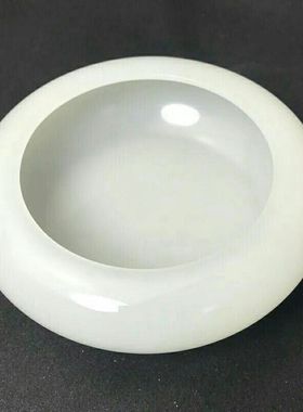 高品质玉石色白玉级烟灰缸摆件家居办公桌摆件工艺品羊脂白缸摆件