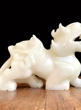 中式白玉双头兽貔貅招财摆件