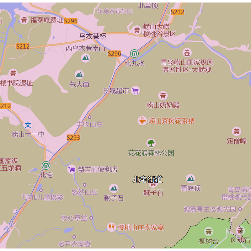 崂山区地图1.15青岛市高清折叠家用办公室书房装饰墙贴包邮-图0