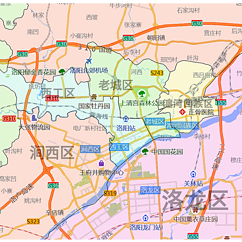 洛阳市地图1.15m折叠家用高清办公室会议室书房新款墙贴装饰画 - 图0