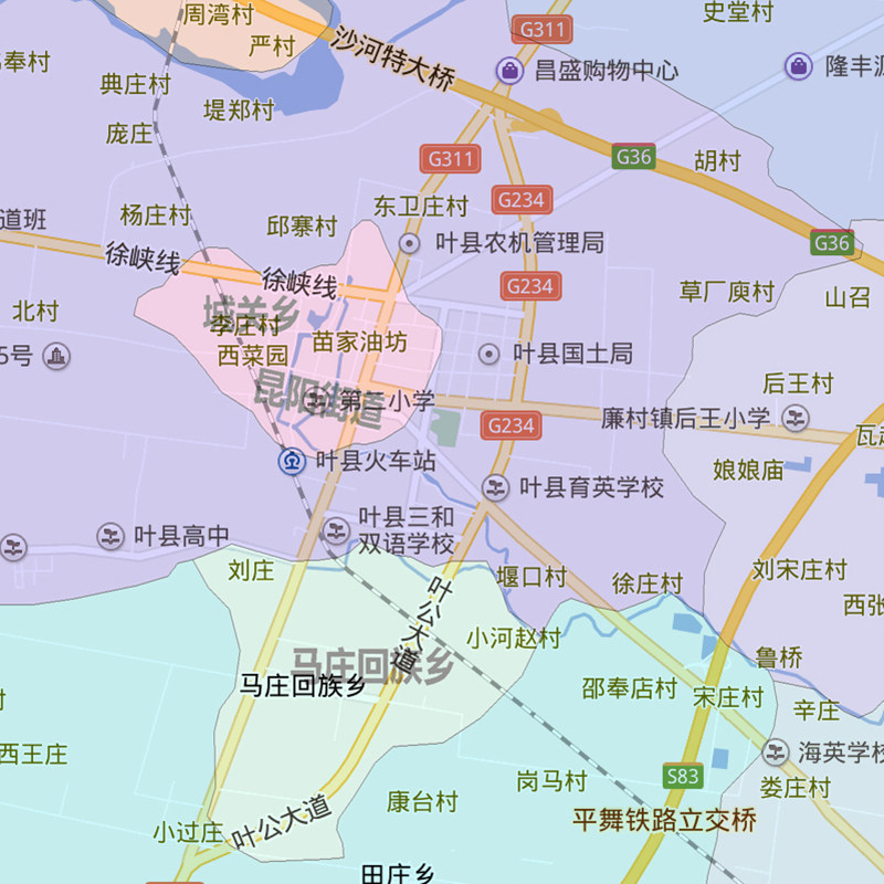 叶县地图1.15m办公室书房装饰画平顶山市区域划分高清打印折叠版