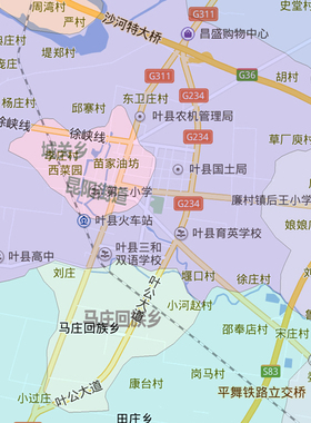 叶县地图1.15m办公室书房装饰画平顶山市区域划分高清打印折叠版