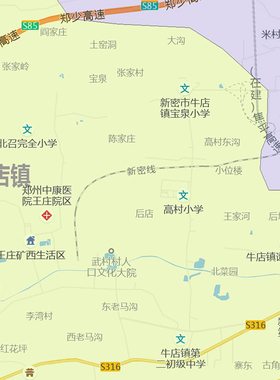 新密市地图1.15m折叠版郑州市会议办公装饰画背景墙新款贴图现货