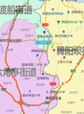 恩施市地图1.15m折叠版恩施土家族苗族自治州办公室装饰画贴图