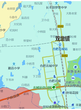 长丰县地图1.15m合肥市折叠版壁画墙贴办公室贴画客厅书房装饰画
