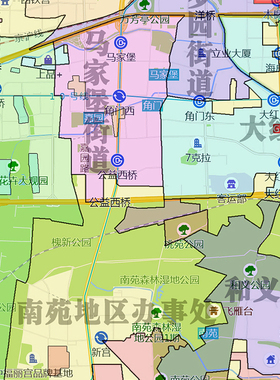 丰台区地图1.15m折叠版装饰画客厅沙发背景墙面壁画贴图