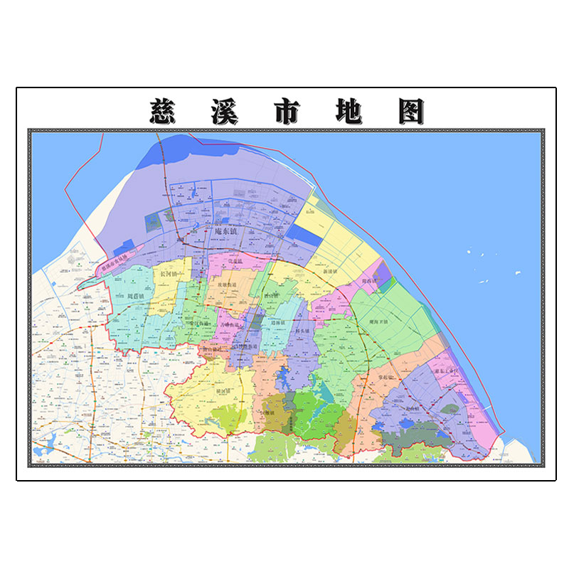 慈溪市地图1.15m丽水市家用折叠高清办公室书房新款装饰画墙贴 - 图3