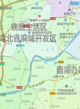 麻城市地图1.15m新款高清黄冈市折叠家用办公室书房装饰墙贴现货