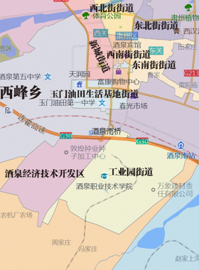 肃州区地图1.15m折叠版酒泉市会议办公室装饰画客厅背景墙贴图