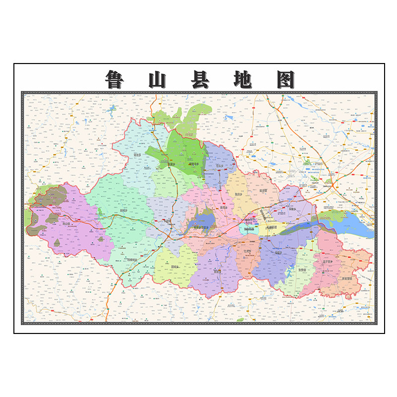 鲁山县地图1.15m平顶山市折叠版装饰画会议室客厅办公室书房壁画