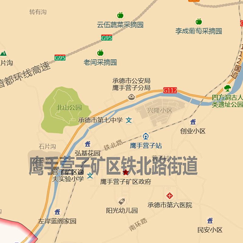 鹰手营子矿区地图1.15m承德市折叠家用高清办公室书房新款墙贴-图1