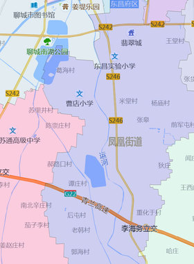 东昌府区地图1.15聊城市高清折叠家用办公室书房装饰墙贴包邮