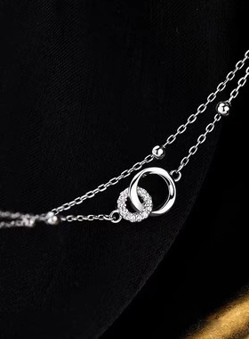 925镀银圆环相扣双层手链女生简约小众设计高级感轻奢手链