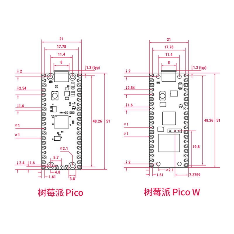 YwRobot适用于RaspberryPi树莓派Pico W开发板双核RP2040单片机-图1