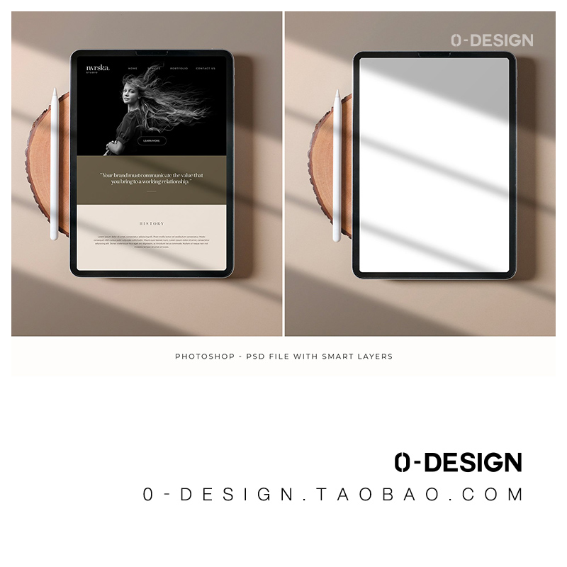 6款极简优雅原木光影iPad网页App应用ui界面设计作品贴图ps样机-图0